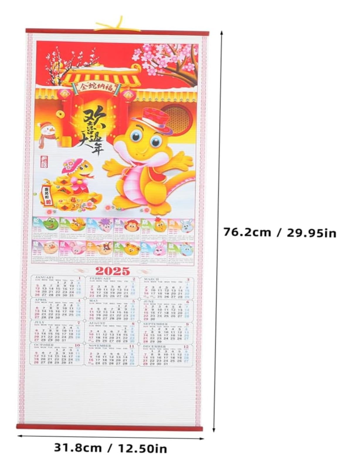 Tischkalender, Tischkalender 2025, Jahr der Schlange, Hängekalender, Adventskalender, Kühlschrankkalender, Kühlschrankkalender, Weiß