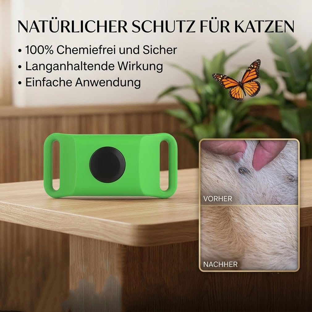 Evacare Flohfrei Anhänger für Hunde - 12 Monate Langzeit Frische-Effekt & Natürlich Wohlbefinden | Sicherer Klickverschluss für Welpen, Mittlere & Große Hunde (Grün,1PCS)