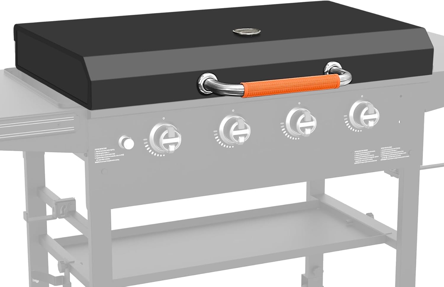 Hinged Lid with Thermometer for Blackstone 36\" Griddle Cover Flat Top 1554 1565 1560 1818 1825 1836 Stainless Steel Hard Hood Heat Resistant Handle Tabletop Grill Replacement Parts INCOMPLETE