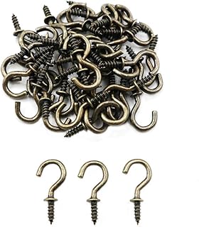 IDEALSV Bronze 1/2" Small Ceiling Hooks 100 Pack Screw Cup Hook Screw-in Lights Hooks DIY Jewelry Hooks