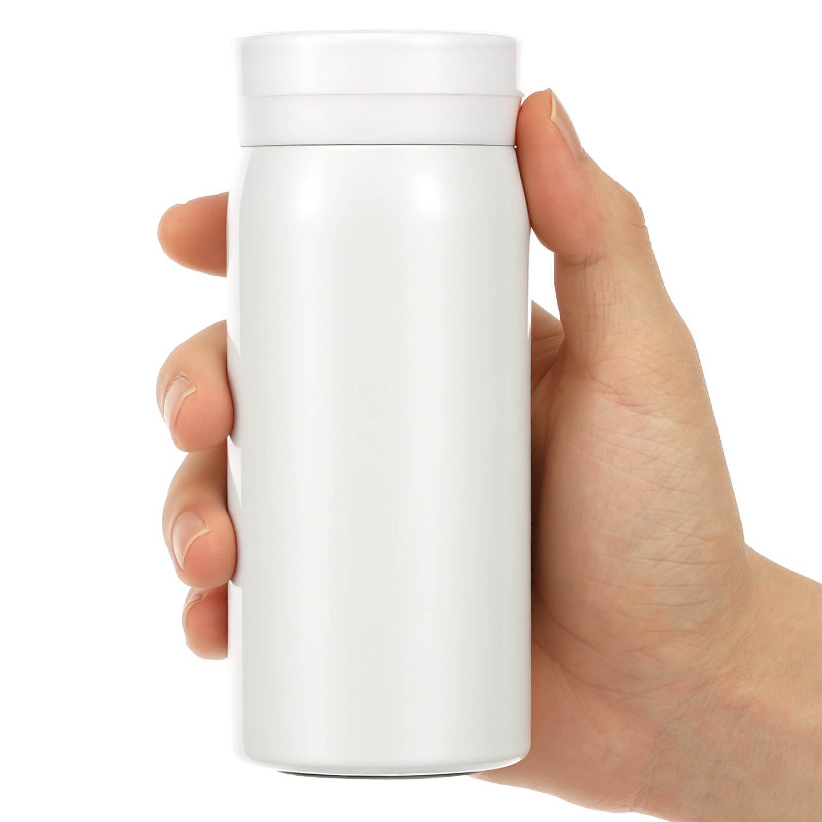 Mini Insulated Stainless Steel Water Bottle, 200ml Leak Proof Travel Tumbler for Coffee Tea Hot and Cold Beverage,Portable Pocket Flask for Adult and Kid Home School Office Camping(White)