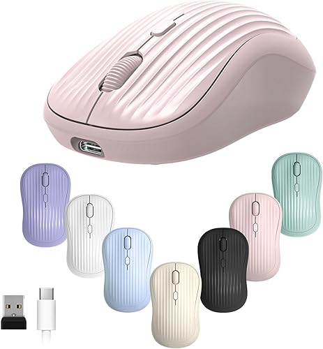 ONE-UP Ratón inalámbrico, 2.4G + BT, batería recargable, 4 teclas, DPI 80012001600, silencioso, tipo C, receptor nano USB, ergonómico, portátil,