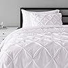 Amazon Basics All-Season Down-Alternative 2 Piece Comforter Bedding Set, Twin/TwinXL, Bright White, Pinch Pleat With Piped Edges