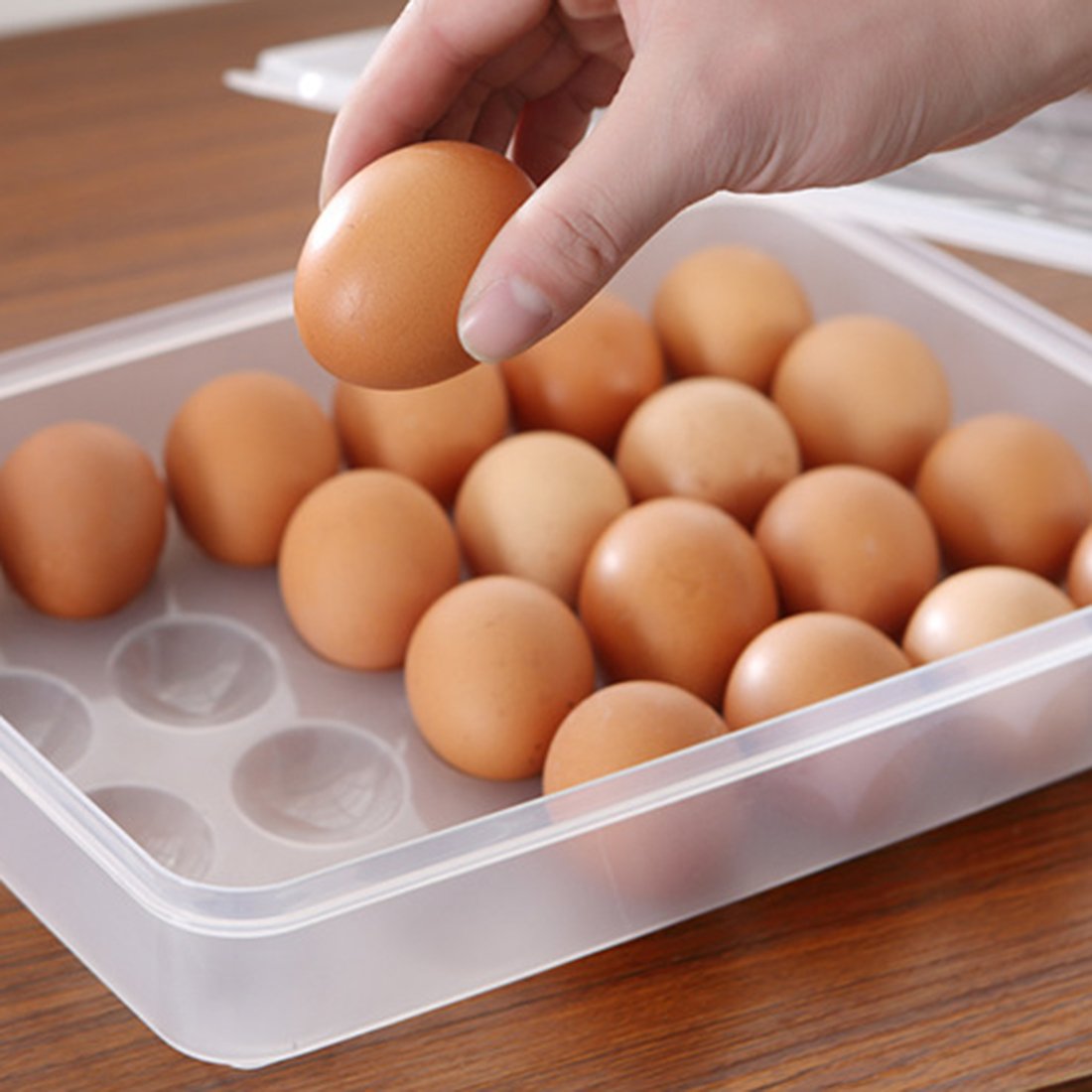 Param 24 Grids Egg Tray Transparent Fiber Freezer Storage Box Eggs Preservation Box (ABS Plastic) 1