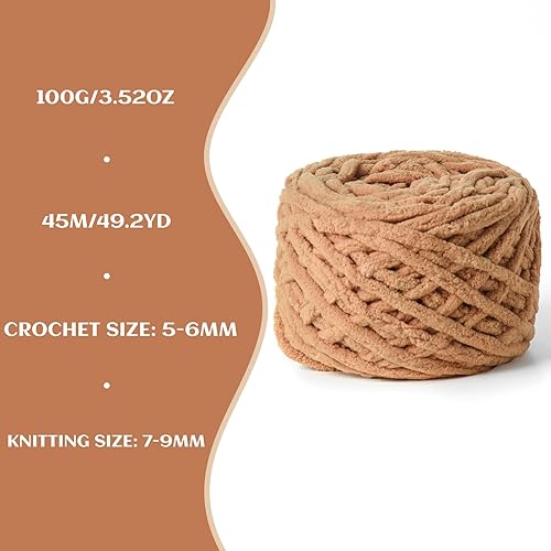 Vista 18 de Paquete de 3 hilos gruesos de felpilla de felpa de 3.53 onzas (49.2 yardas), hilo de terciopelo esponjoso para tejer y hacer ganchillo, hilos de 3