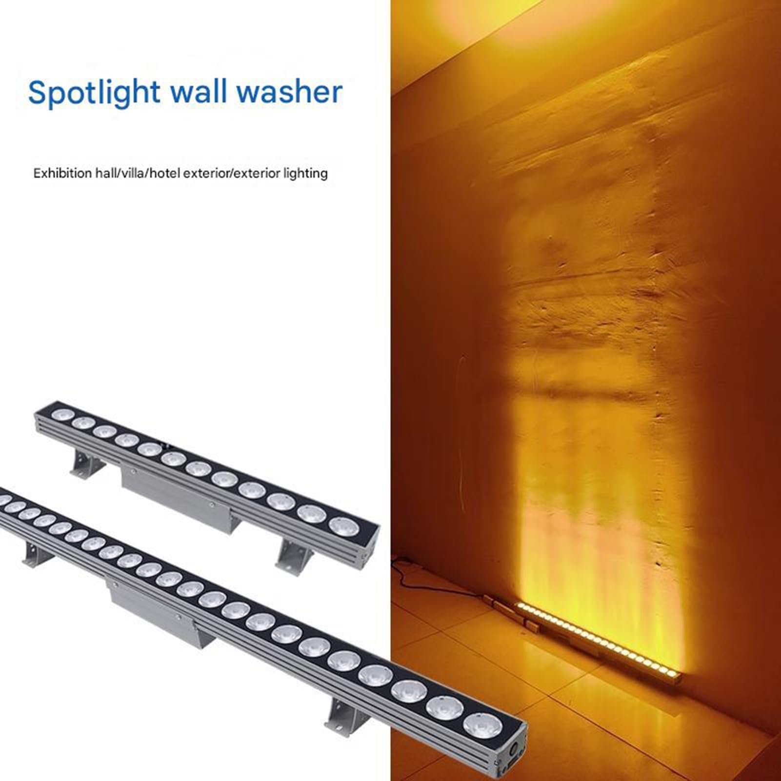 Luz De Pared Con Tira LED - Foco LED De Haz Largo, Proyector De Pared De Largo Alcance Para Exteriores De 220V, Luces De Paisaje Iluminación De Patio Impermeable IP65(Golden light,36W(AC220V))