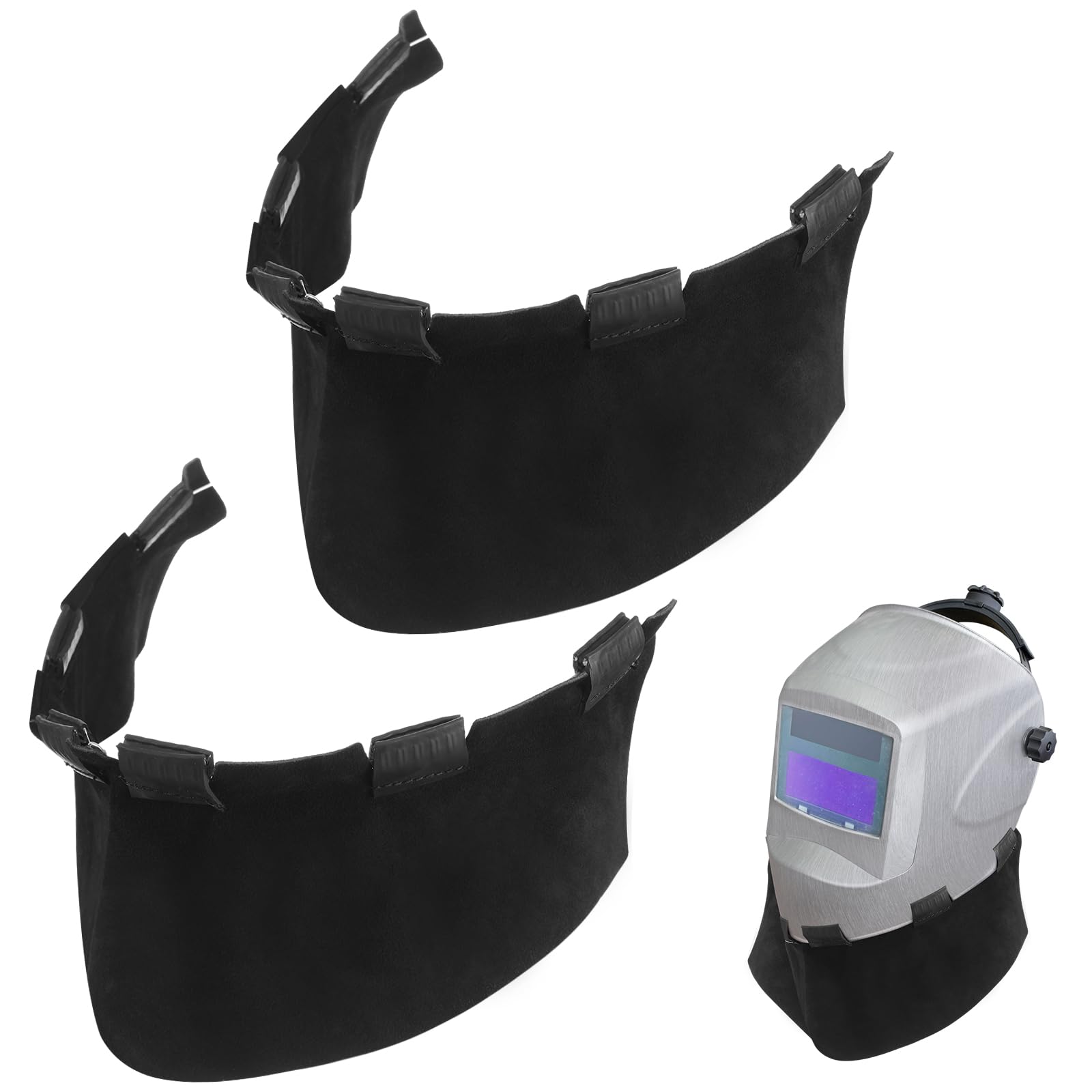 Accessoires de casque de soudage en cuir de vache fendu Shyyween noir - Lot de 2