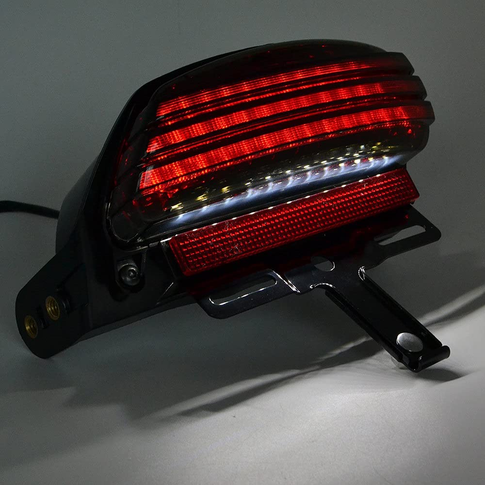 IGUANA CUSTOM Fanale Posteriore Moto Nero HAWK ECO - Con Luce Stop, Posizione E Targa, Omologato E-MARK - Foto 2