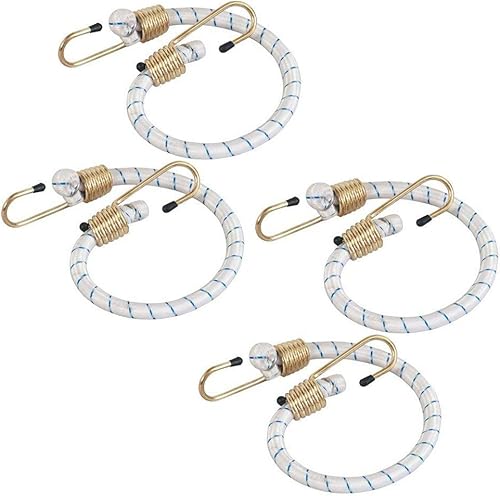Paquete de 4 cuerdas elásticas de 24 pulgadas, ganchos tratados térmicamente resistentes de 1/2 pulgada, correa de amarre de goma con poliéster