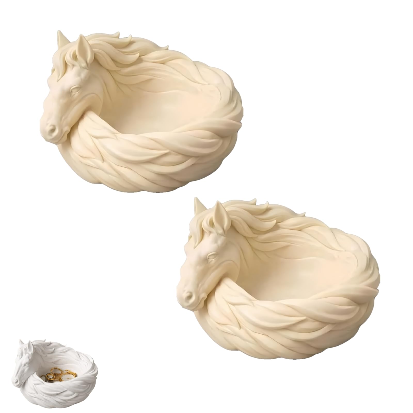 Cadeau idéal passionnés de cheval avec ce lot de 2 vide-poches beiges