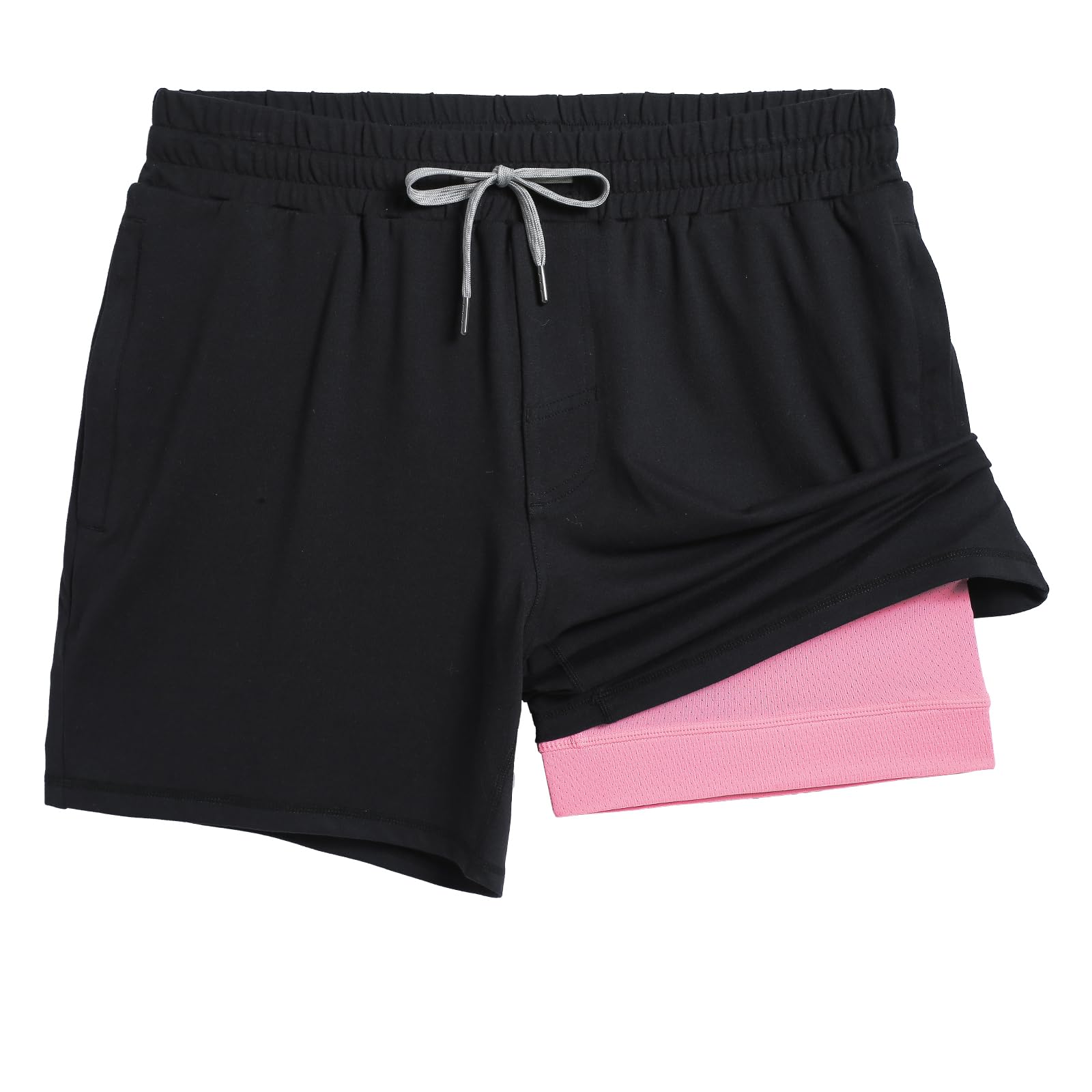 maamgic Mens 2 in 1 Running Shorts 5 Gym Short with Zip Pockets Quick Dry Workout Athletic Shorts