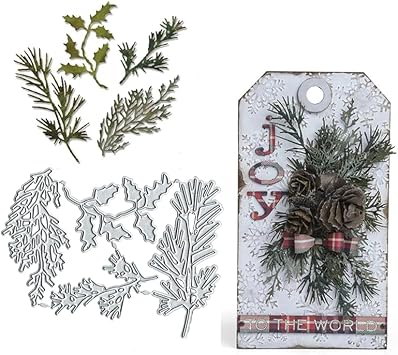 Christmas Leaf Branch Metal Die Cuts Cutting Dies, Christmas Leaf Branch Paper Cards Cutting Dies Cut Stencils for DIY Embossing Card Making Book Tags Decorative Paper Dies Scrapbooking