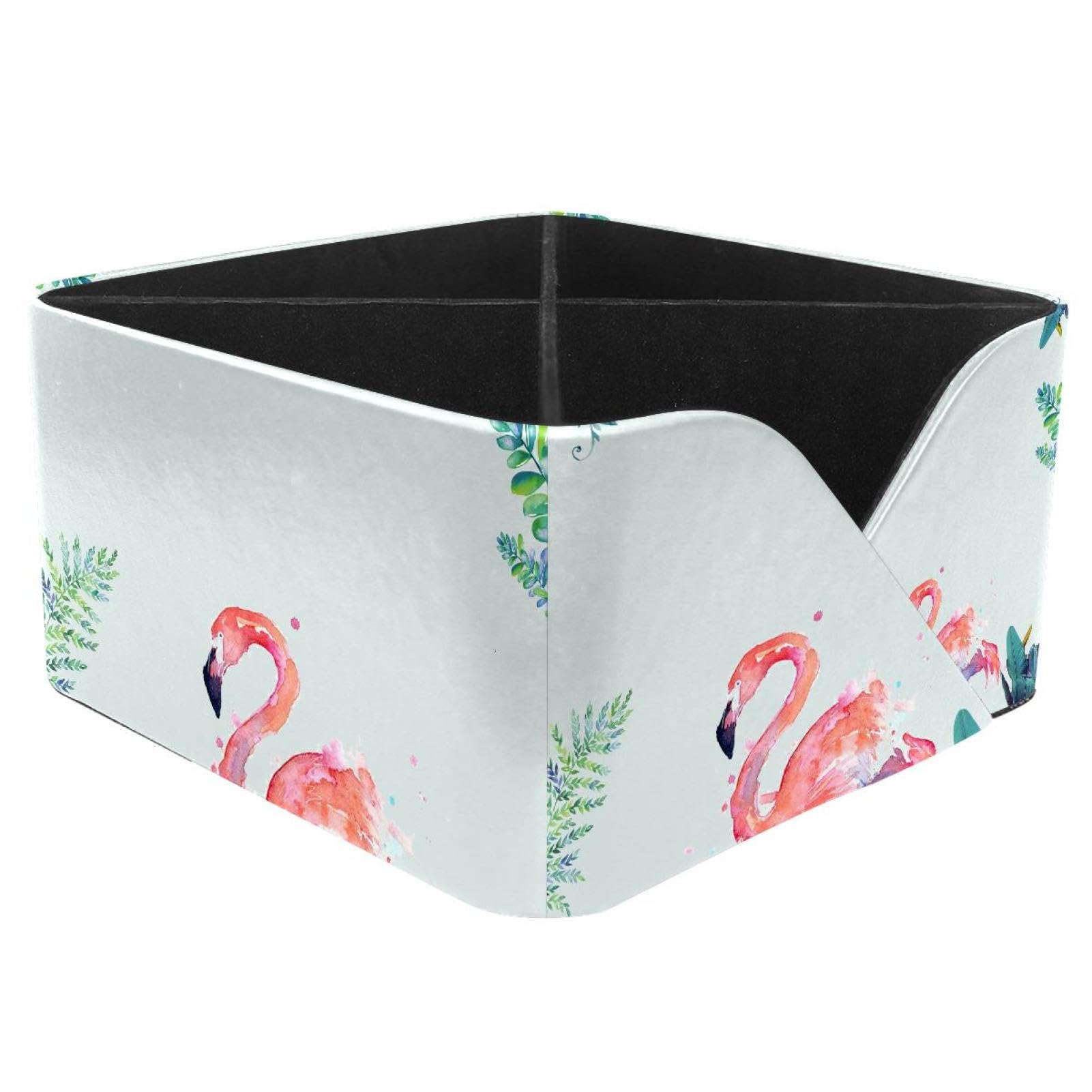 KengjuTesu Pink Flamingo Bird Desktop Organizer Pen Holder, Rectangular Pencil Cup for Office, Study and Makeup Stations
