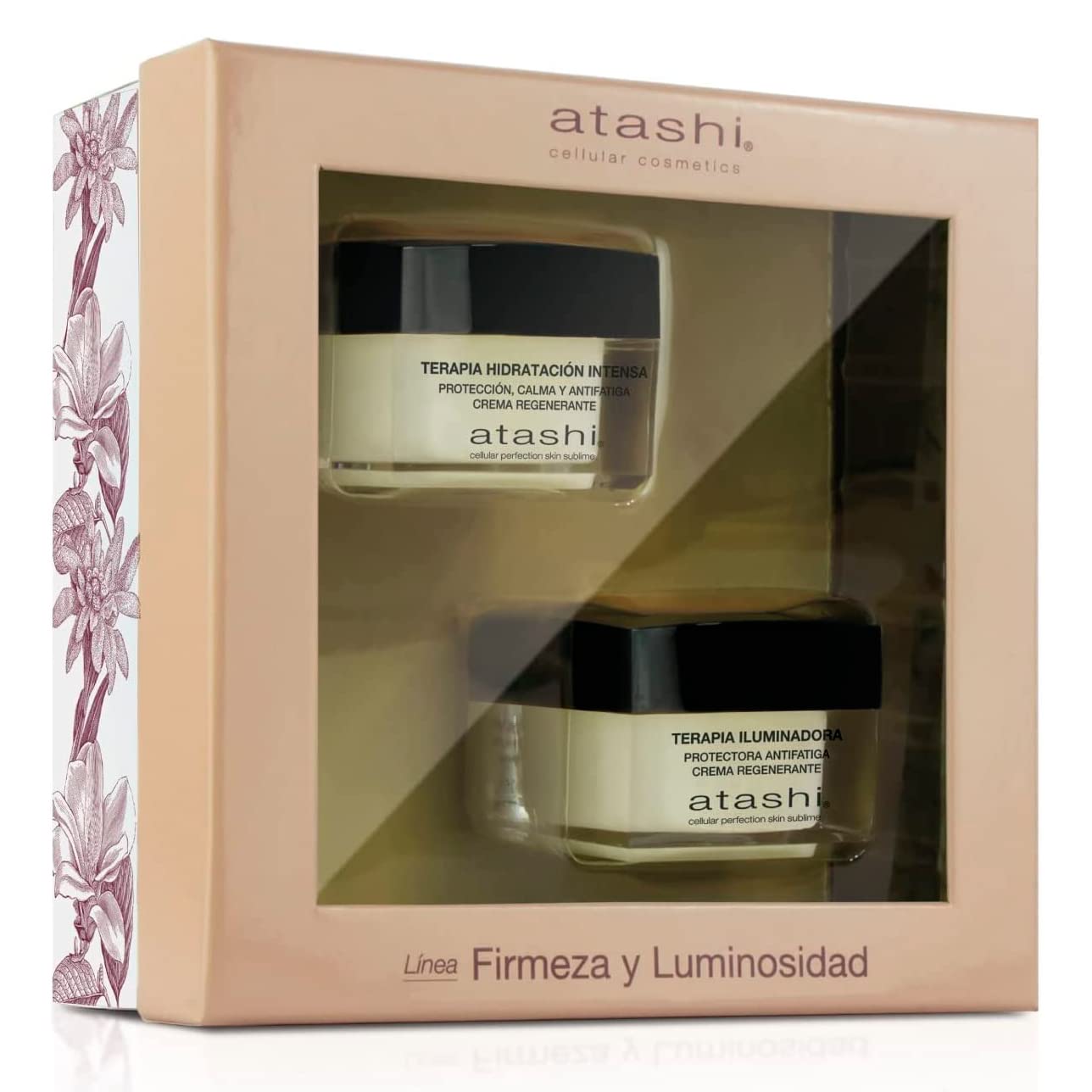 Atashi Cofre de Belleza Hidratación y Luminosidad, Terapia Iluminadora + Terapia de Hidratación Intensa, Piel Hidratada, Luminosa y Saludable, Con Edelweiss, 50ml + 50ml
