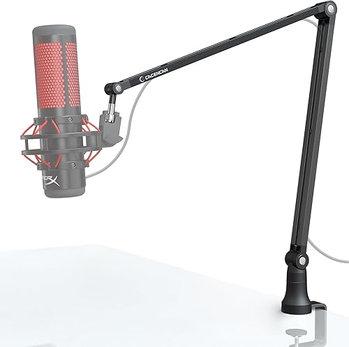 Brazo de micrófono, brazo de brazo giratorio de 360 con soporte de escritorio, brazo de micrófono de escritorio plegable con adaptador de tornillo