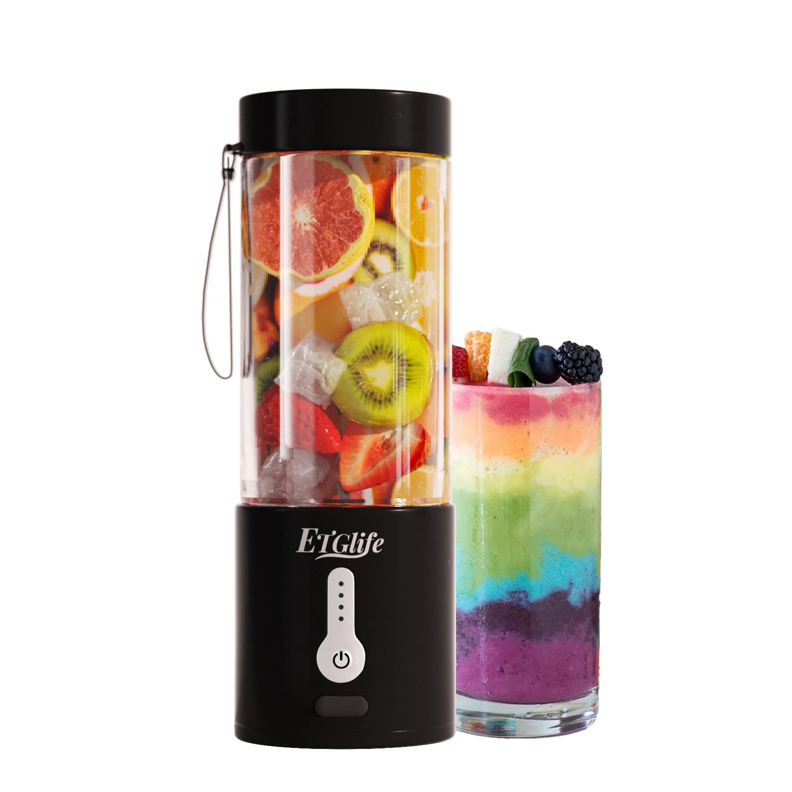 ETGlife Portable Blender, 18oz/530ml Rechargeable Personal Blender for Shakes and Smoothies, Upgraded Auto-cleaning and Ty...