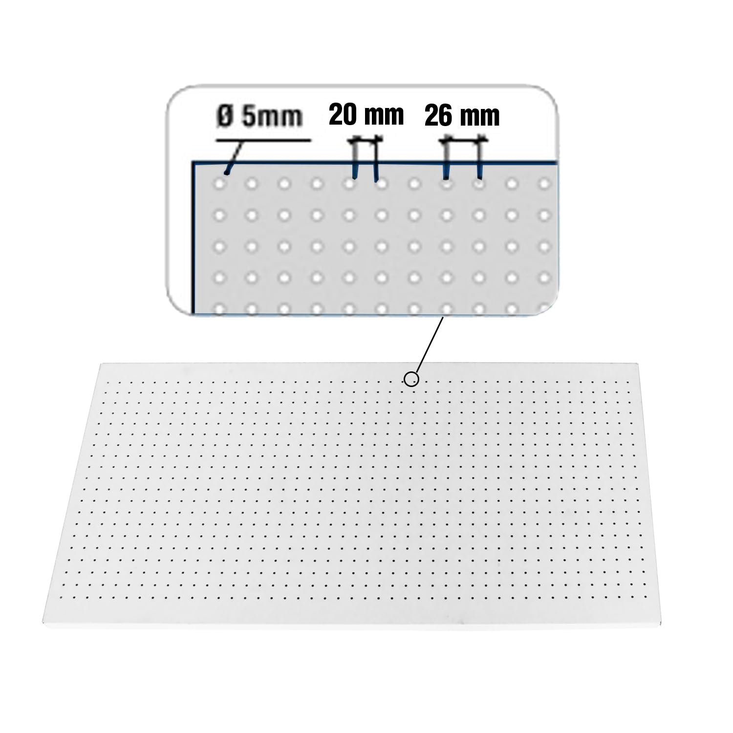 Simon Rack Organizador Herramientas Pared 600x1200 mm - Panel Click | Incluye 8 accesorios, Pintura anticorrosión, ∅ 5 mm, Blanco, Montaje sistema clic