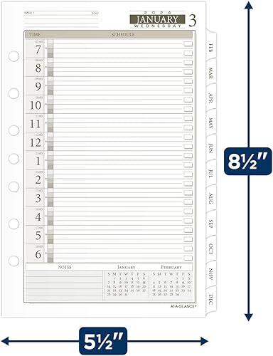 Miniatura 5 de AT-A-GLANCE Agenda diaria 2024 Recambio de una página por día, 5-12 x 8-12 pulgadas, tamaño de escritorio, hojas sueltas (481-125-24)