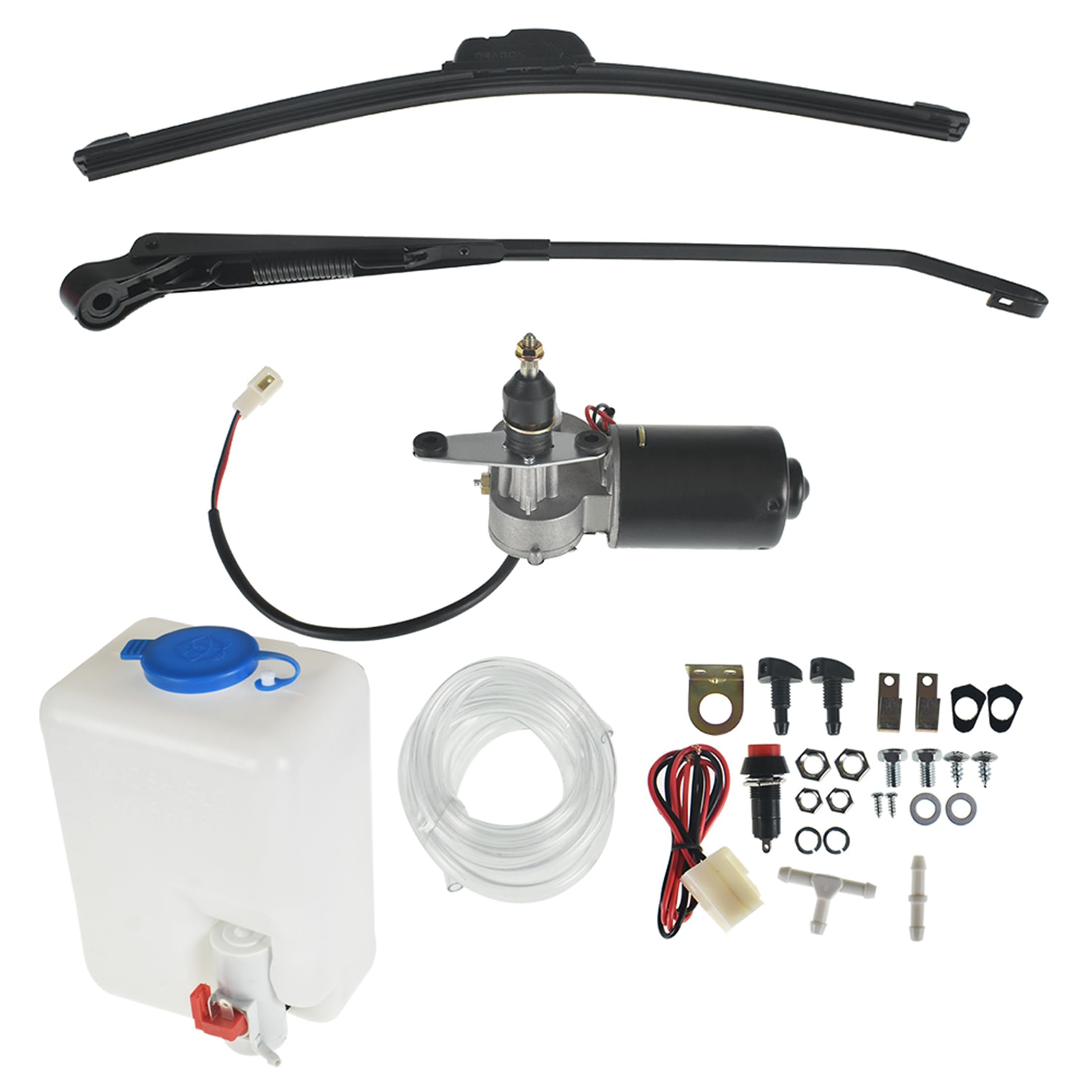 Thomletha 12v Electric Motor Universal Utv Windshield Wiper Kit Power Wiper Kit with Washer Pump Kit Replacement for RZR 900 1000 Turbo Am X3