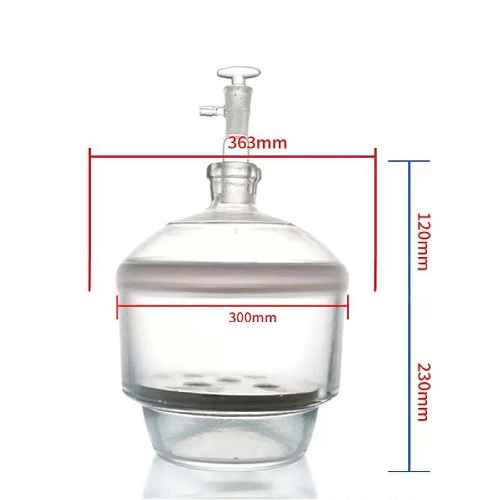 Szklany eksykator próżniowy, szklana suszarka próżniowa z płytą porcelanową, pogrubione ścianki/wysoka przezroczystość, do badań laboratoryjnych, odpowiedni dla przemysłu farmaceutycznego
