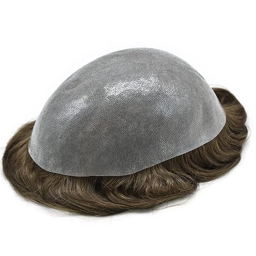 Miniatura 4 de RESHE Sistema de reemplazo de cabello humano para hombre, piezas de pelo polivinílico, tupé para hombres, sistema de cabello, tupé, protesis,