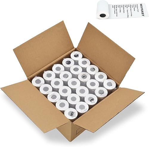 BESTEASY Rollos de papel térmico para recibos de 2-14 pulgadas x 50 pies, papel para tarjetas de crédito para caja registradora, papel de impresora