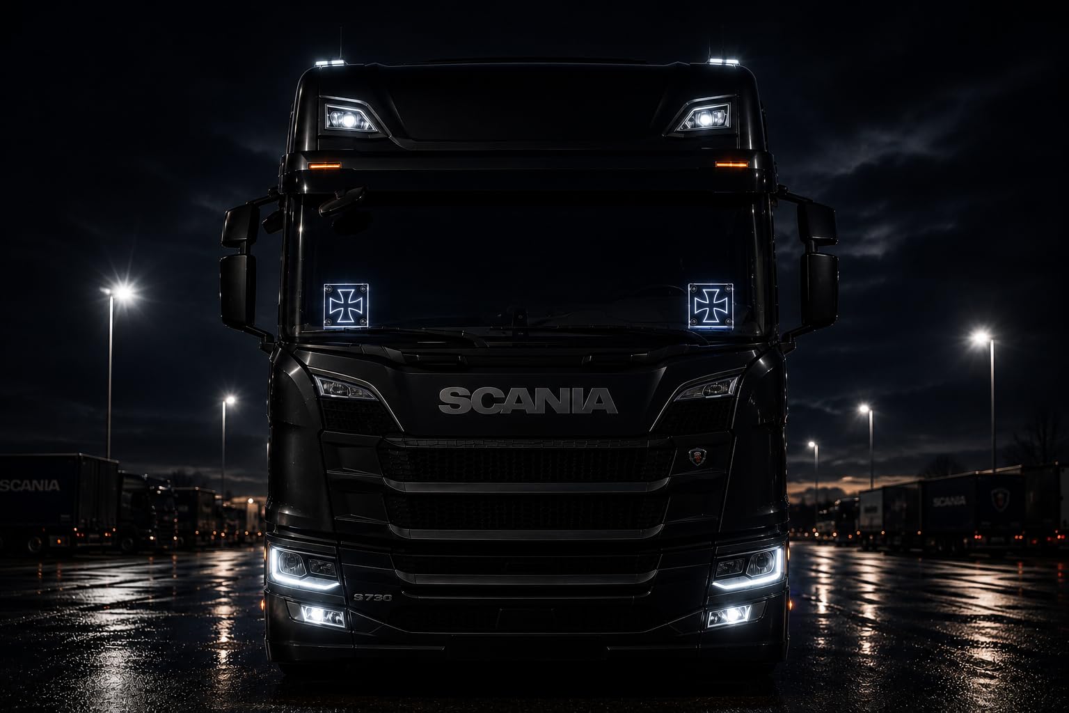 LKW Zubehör Innenraum – LED Leuchtschild 24V / 12V Namensschild mit Eisenkreuz Design – Helle Beleuchtung & Dekoration für LKW Fahrer