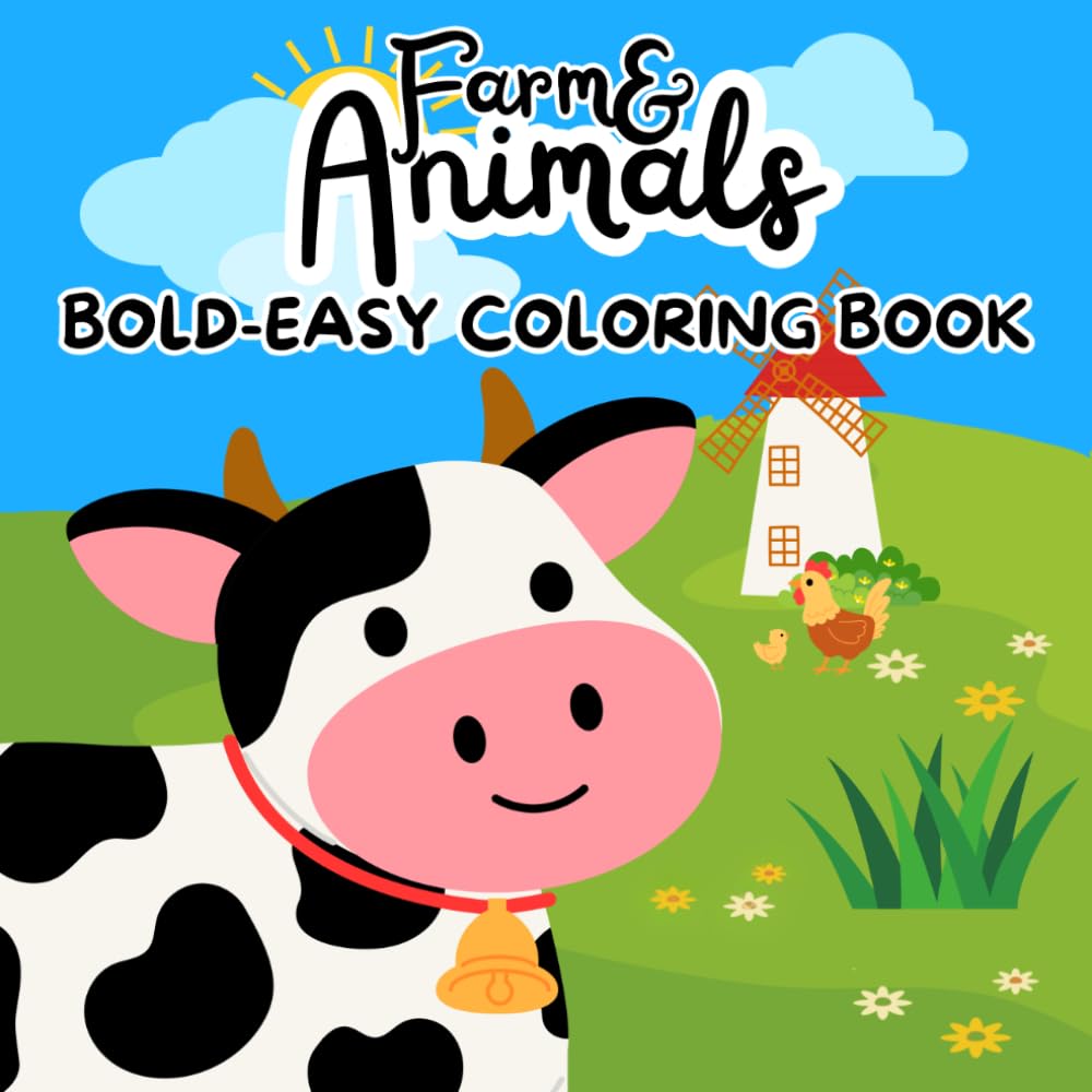 Farm & Animals Coloring Book: Bold-Easy Coloring Book