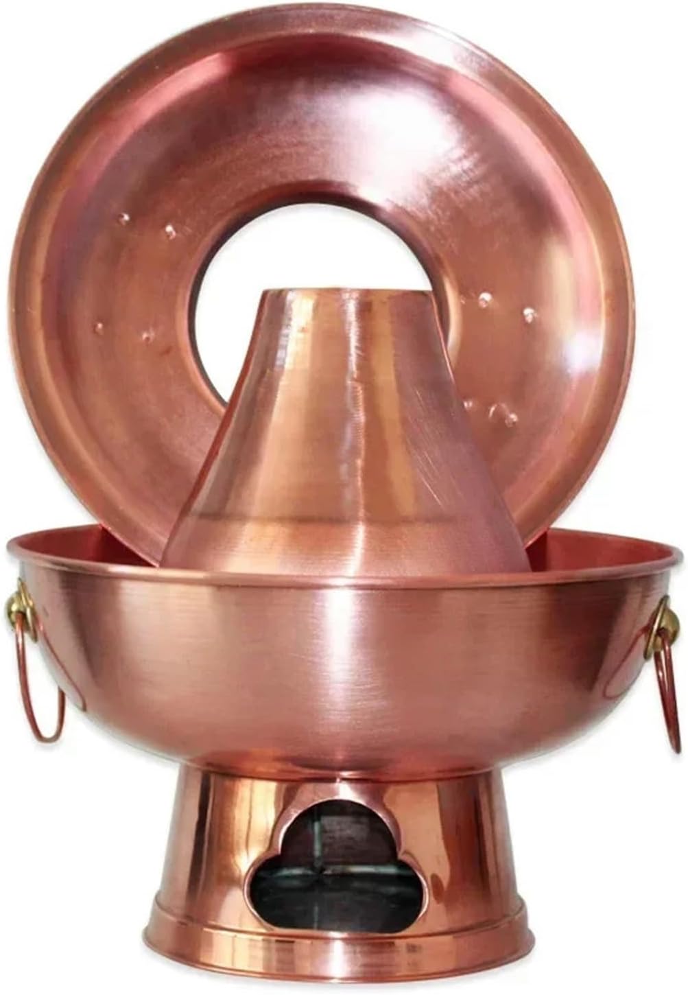 Hot Pot Charcoal Copper Hot Pot Chinese Hotpot Pure Handmade Mandarin Duck Pot Old Beijing Instant-Boiled Meat Copper Boiler Cooking Pot Copper Pot(Hotpot-32cm)