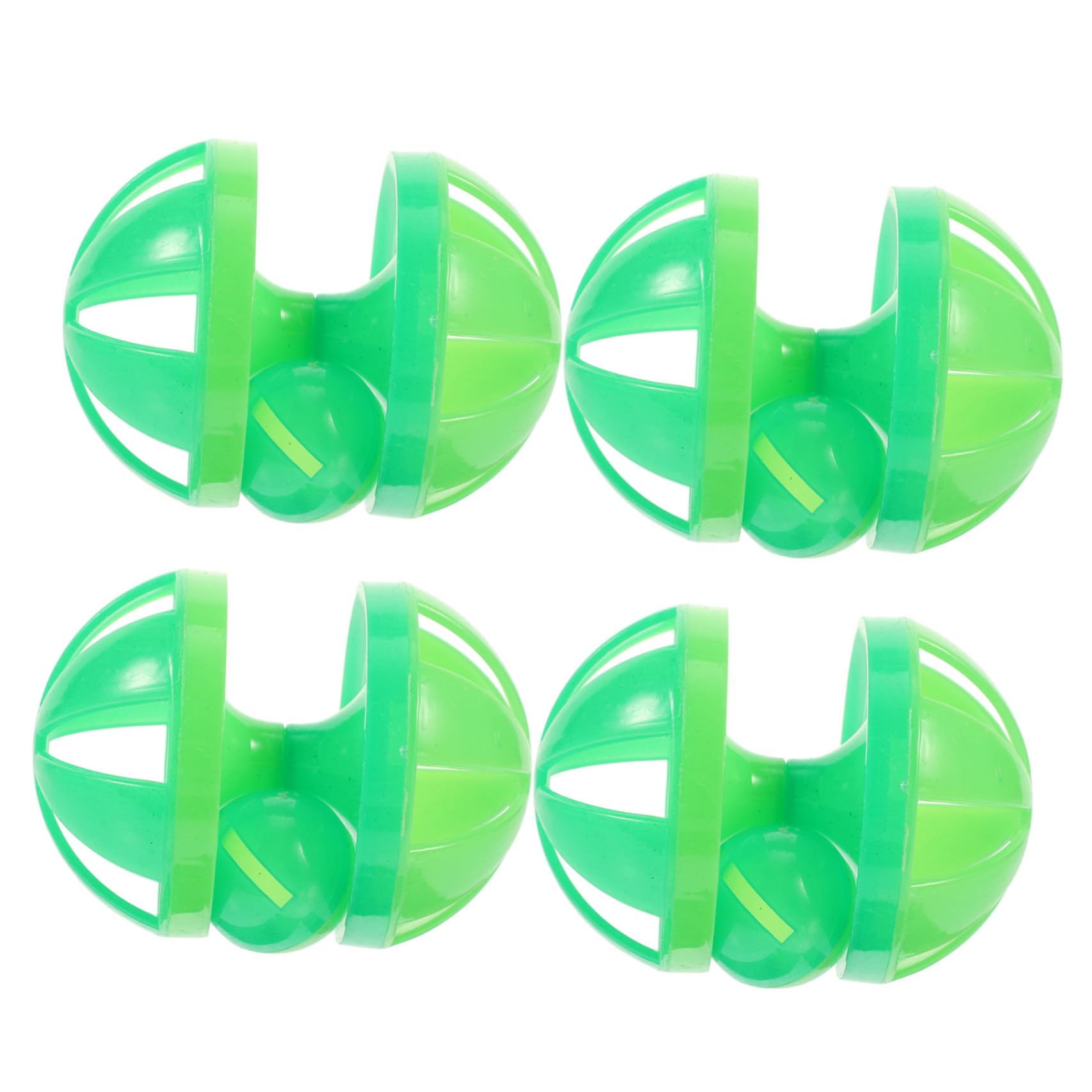 GANAZONO 4pcs Plastic Cat Ball with Double Bells Interactive Cat Playthings for Engaging Fun and Bonding and Random Color