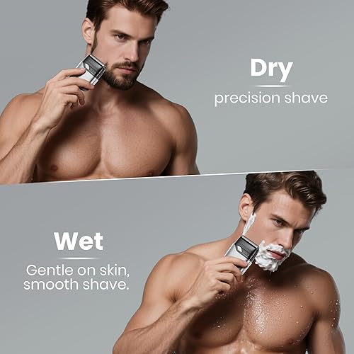 Miniatura 8 de Ufree Afeitadora de aluminio para hombres, afeitadora eléctrica con 2 cabezales de aluminio, afeitadora eléctrica impermeable IPX7, maquinilla de