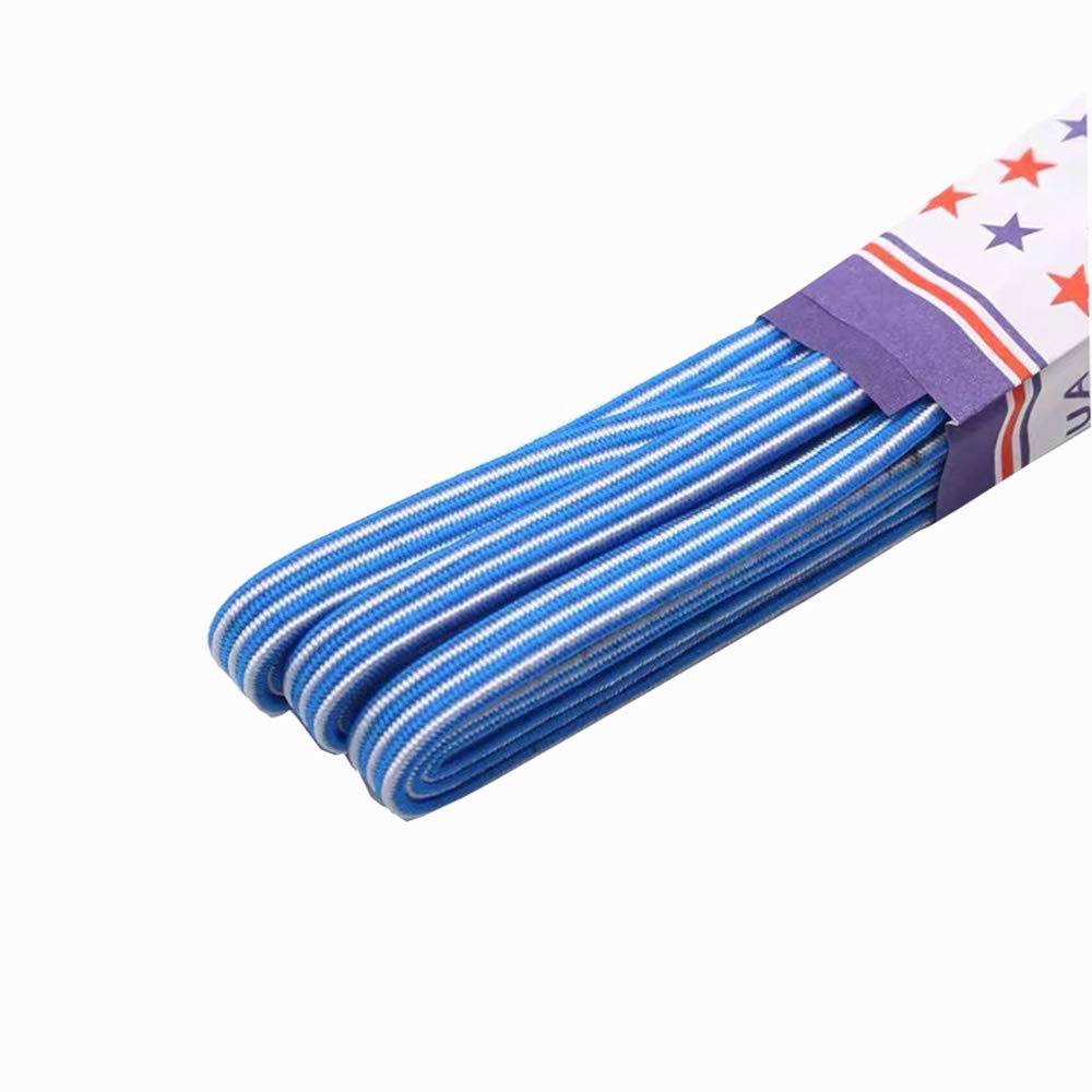 7mm Width Braided Flat Elastic Stretch Cord/Elastic Band/Elastic Rope/Bungee/Black Heavy Stretch Knit Elastic Spool for Sewing 15Yards per Roll (Blue White/Black Red/Green Yellow Stripe, 7mm)