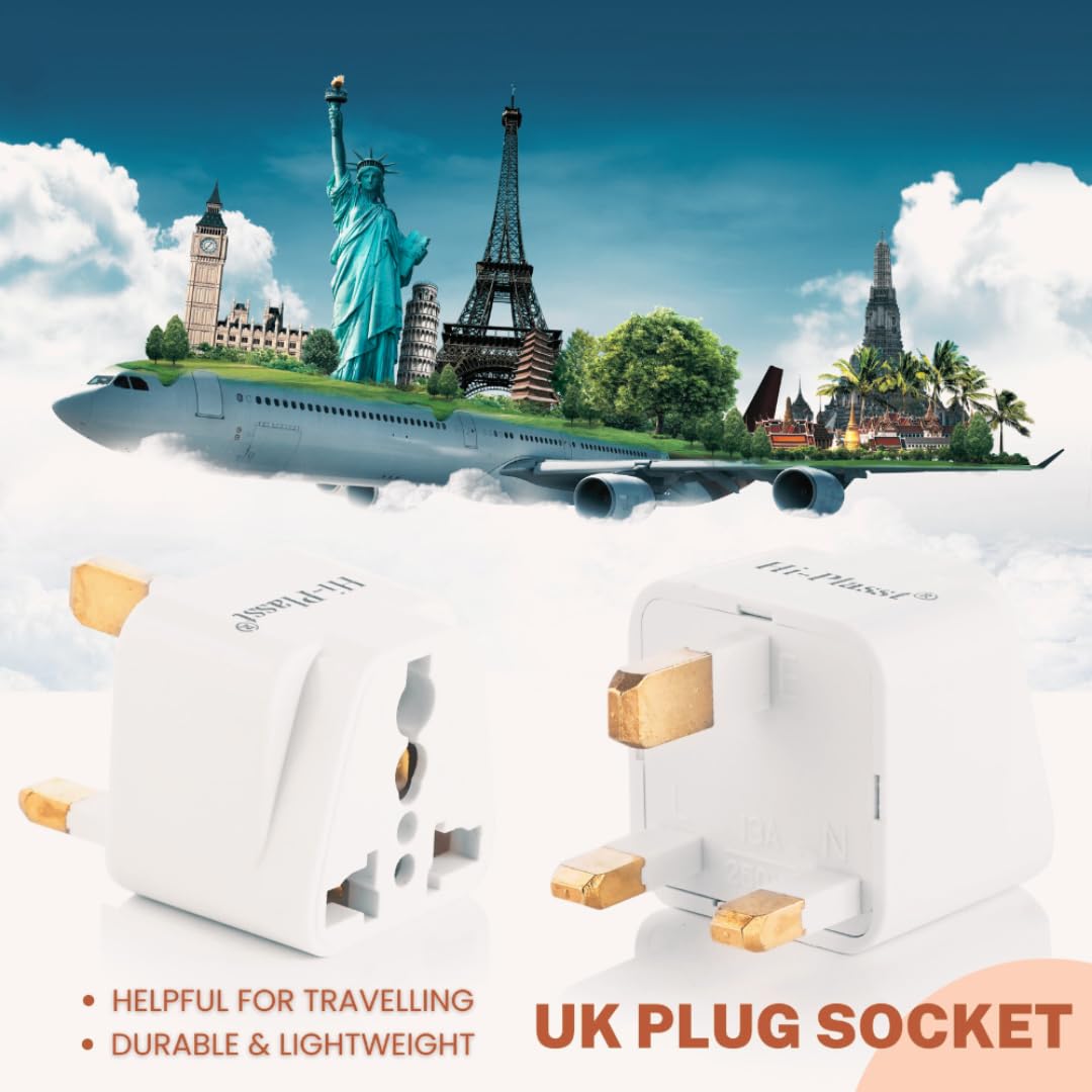 Hi-Plasst (Pack of 5) India to UK Type G Travel Adapter Plug - Universal Converter for UAE, Dubai, Singapore, Hong Kong, Ireland - UK Pin Adapter for Indian Plugs, Compatible with Phone, Laptop — Amazon image 6