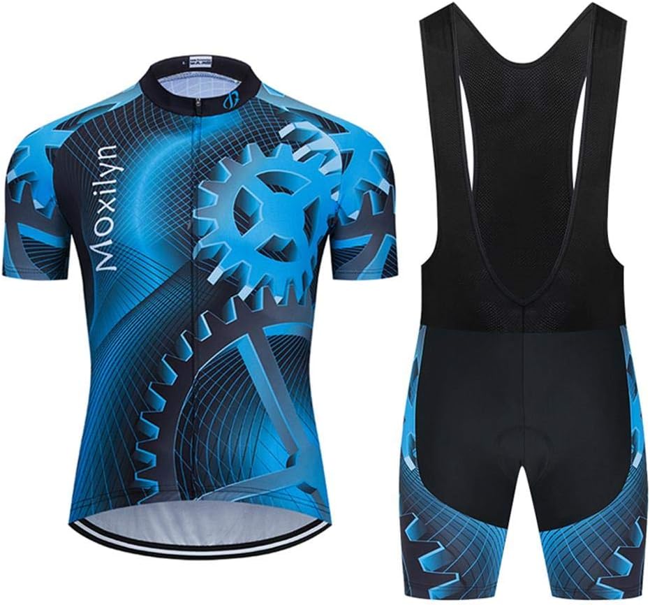 MOXILYNCycling Jerseys for Men Cyling Gear Set Bike Clothing Kit Short Sleeves MTB Bicycle Shirts and Cycling Bibs