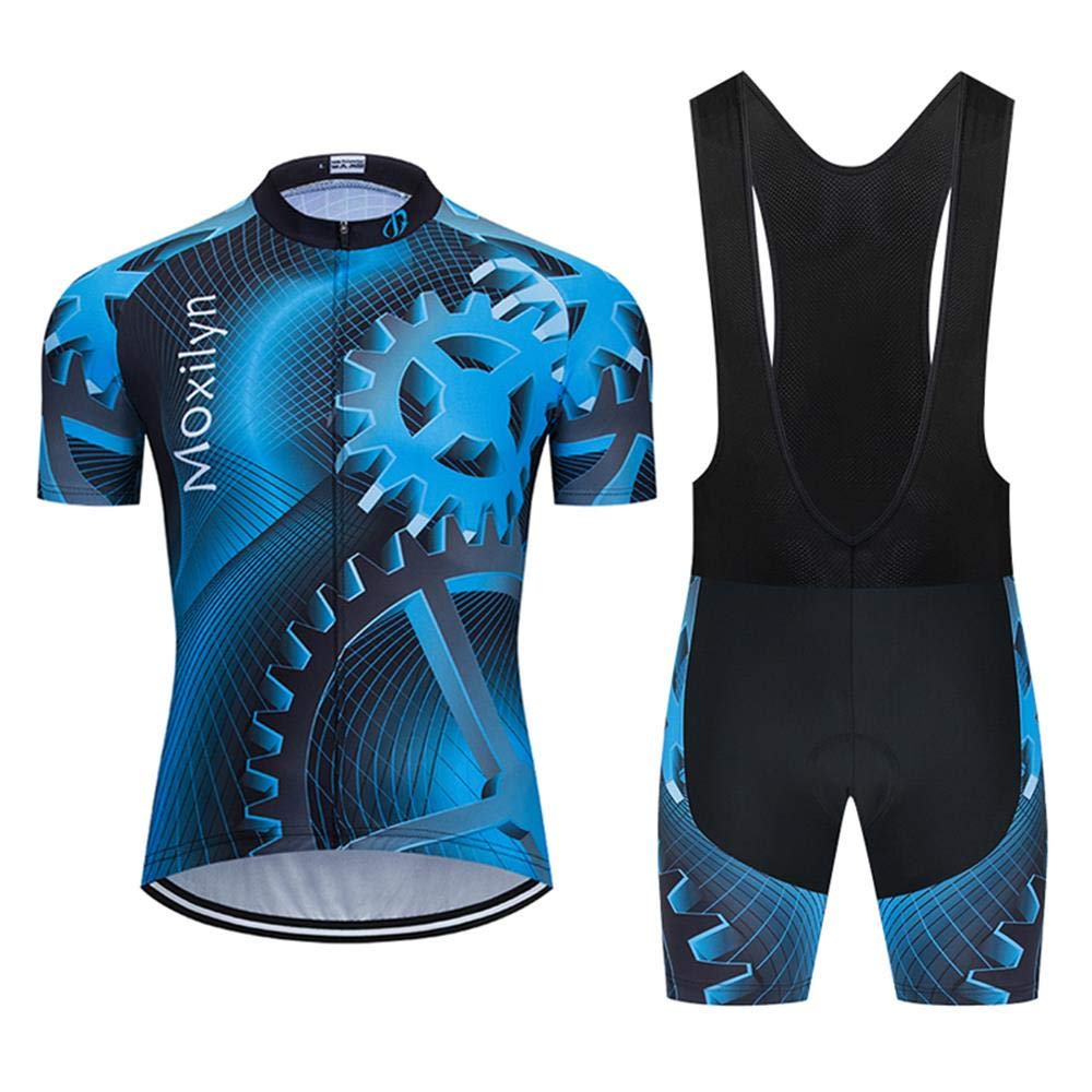 MOXILYNCycling Jerseys for Men Cyling Gear Set Bike Clothing Kit Short Sleeves MTB Bicycle Shirts and Cycling Bibs