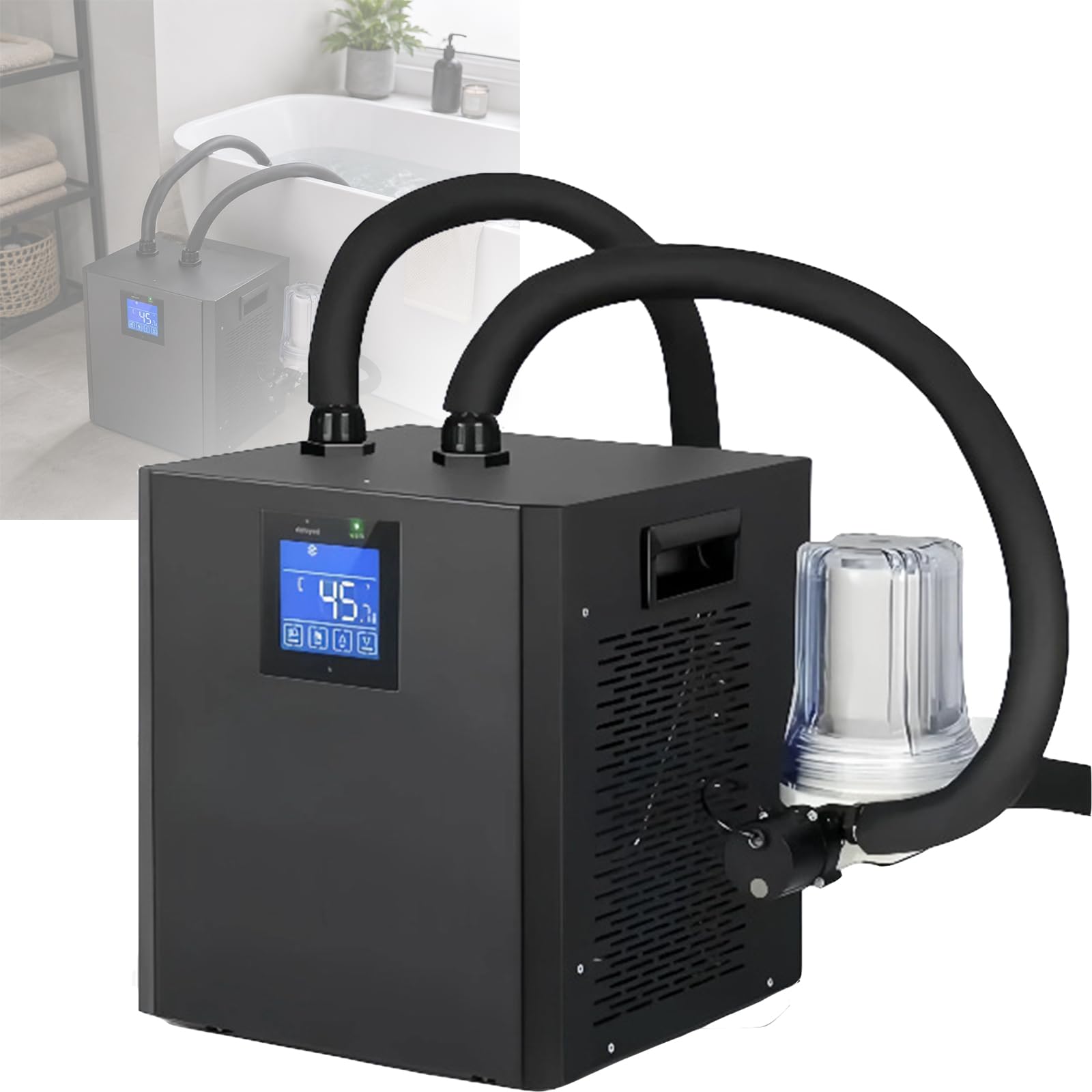 MINHUIJIHUI Ice Bath Chiller with Built-In Pump, Cooling System Water Chiller, Easy Setup, External Filter and Insulated Hoses, Ideal for Ice Bath Cold Therapy Muscle Recovery