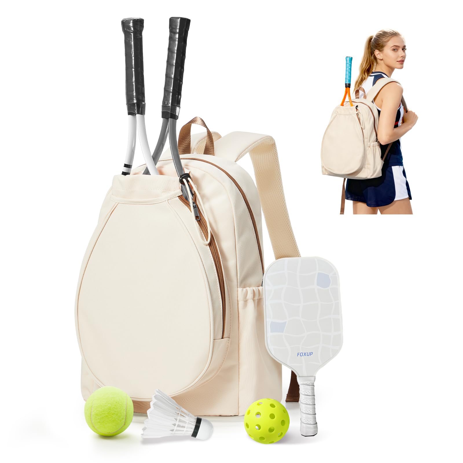 BJLFS Tennis Backpack for Women Men,Tennis Bag with Shoes Compartment & Wet Pocket,Badminton Bag Pickball Bag,Waterproof Sports Backpack Gym Bag for Outdoor