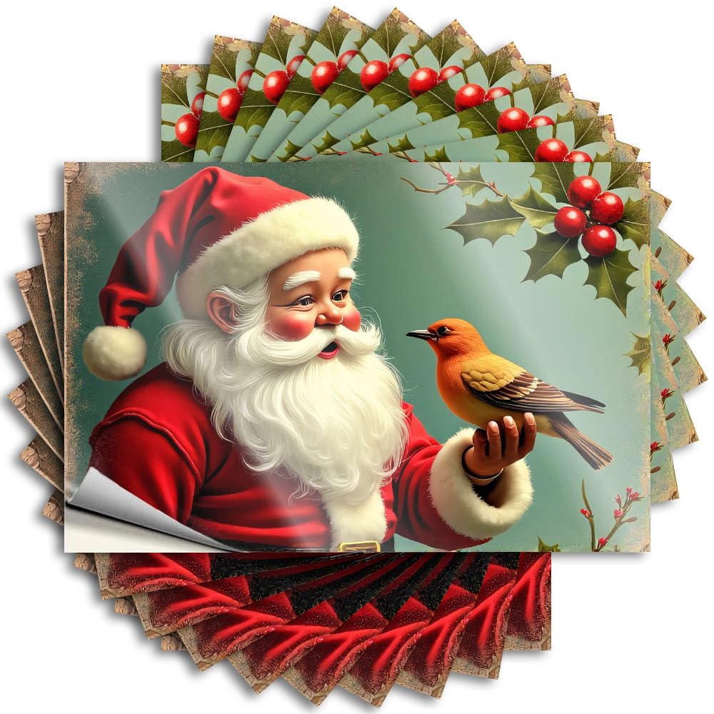 Santa Claus with A Bird On His Hand. Bottle Aesthetic - Outside Decor Tattoos Self Adhesive Sticker(12X18CM)