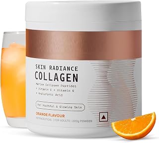 HK Vitals Skin Radiance Collagen Powder, 200g (Orange)| Marine Collagen |Collagen Supplements for Women & Men with Biotin, Vitamin C, E, Sodium Hyaluronate, for Healthy Skin, Hair & Nails