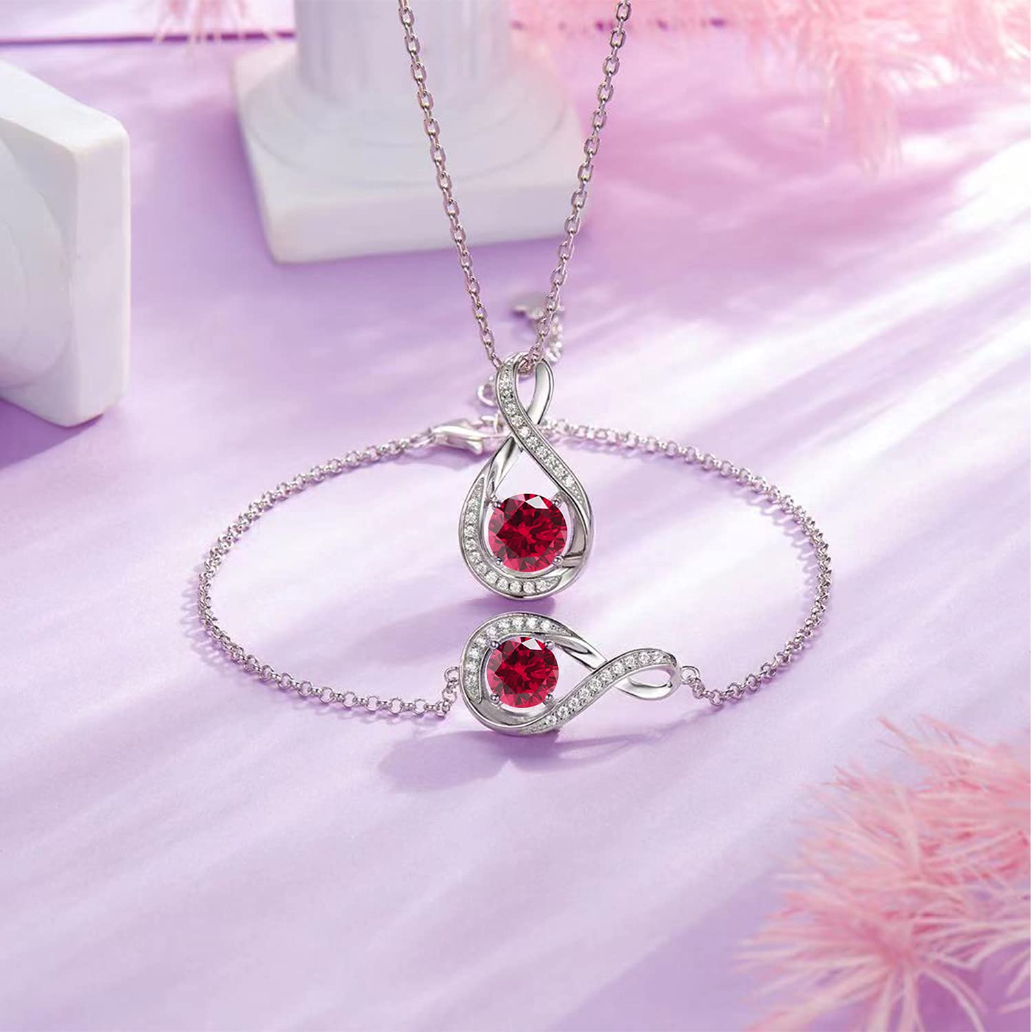 925 Sterling Silver Bransoletka Infinity Stworzona Amerald May Birthstone Link Bransoletki dla kobiet Prezenty córki dla jej mamy, regulowany łańcuch 17+1.5+1.5CM