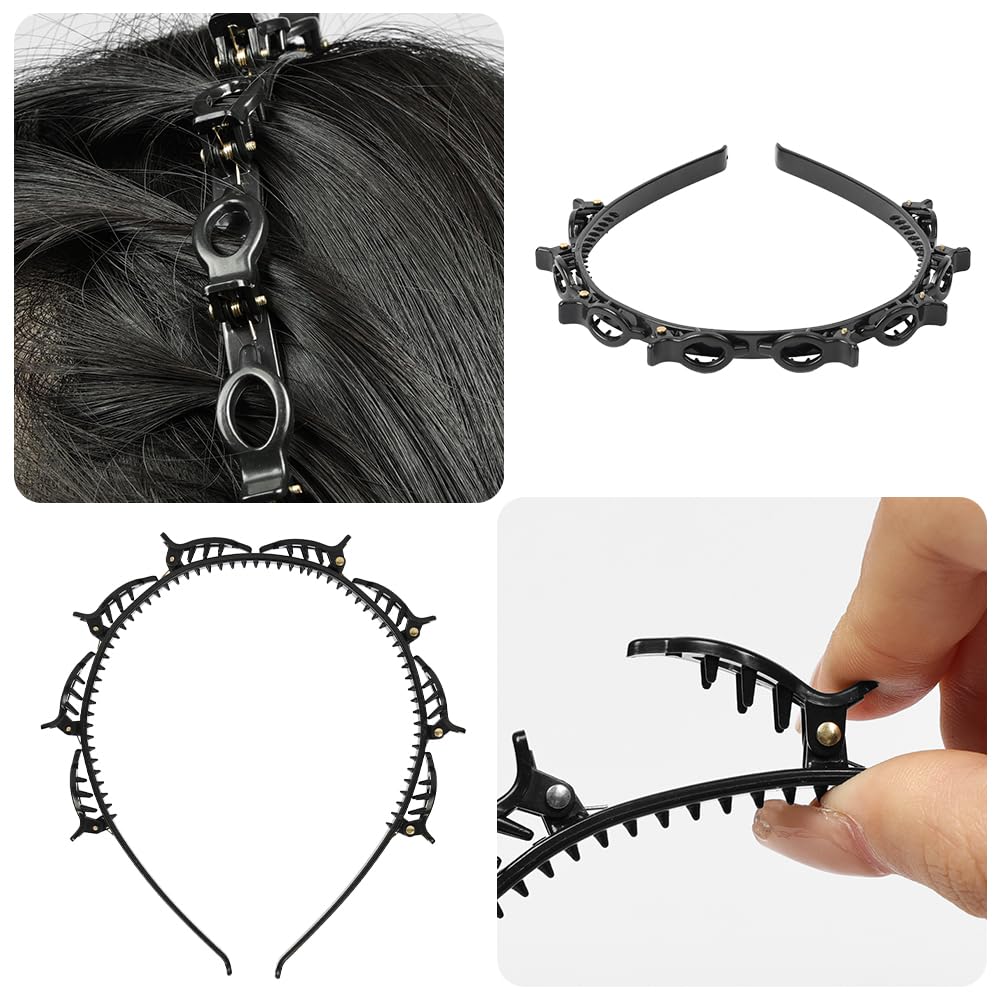 LOPHE 4PCS Clip Headbands Double Bangs Hairstyle Hairpin, Teeth Comb Hair Hoop Headband With Clips Attached - Image 4