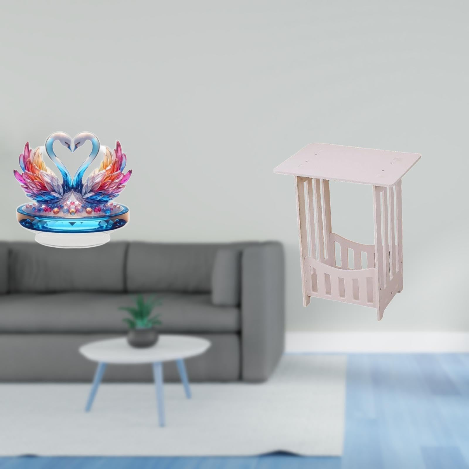 Acrylic Swan Sculpture Tabletop Centerpiece for Office Bookshelf Cabinet Decoration and Practical Portable Bedside Table for Lounge Balcony Cafe Hotel Hallway|Home & Garden| Home D?©cor|-image-1