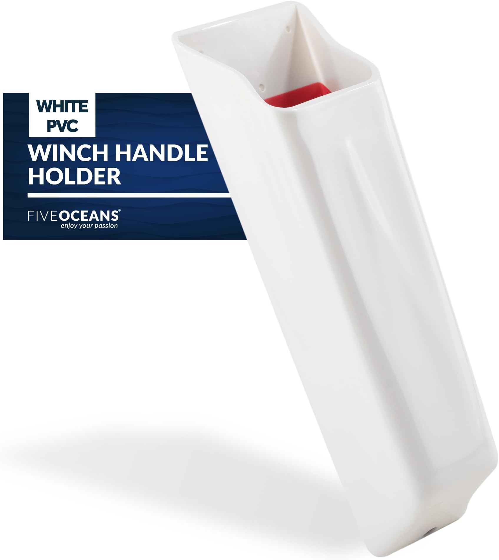 Five Oceans Winch Handle Holder, UV-Stabilized and Non-Corrosion White PVC, Self-Draining System, 11-1/2" Long - FO4687