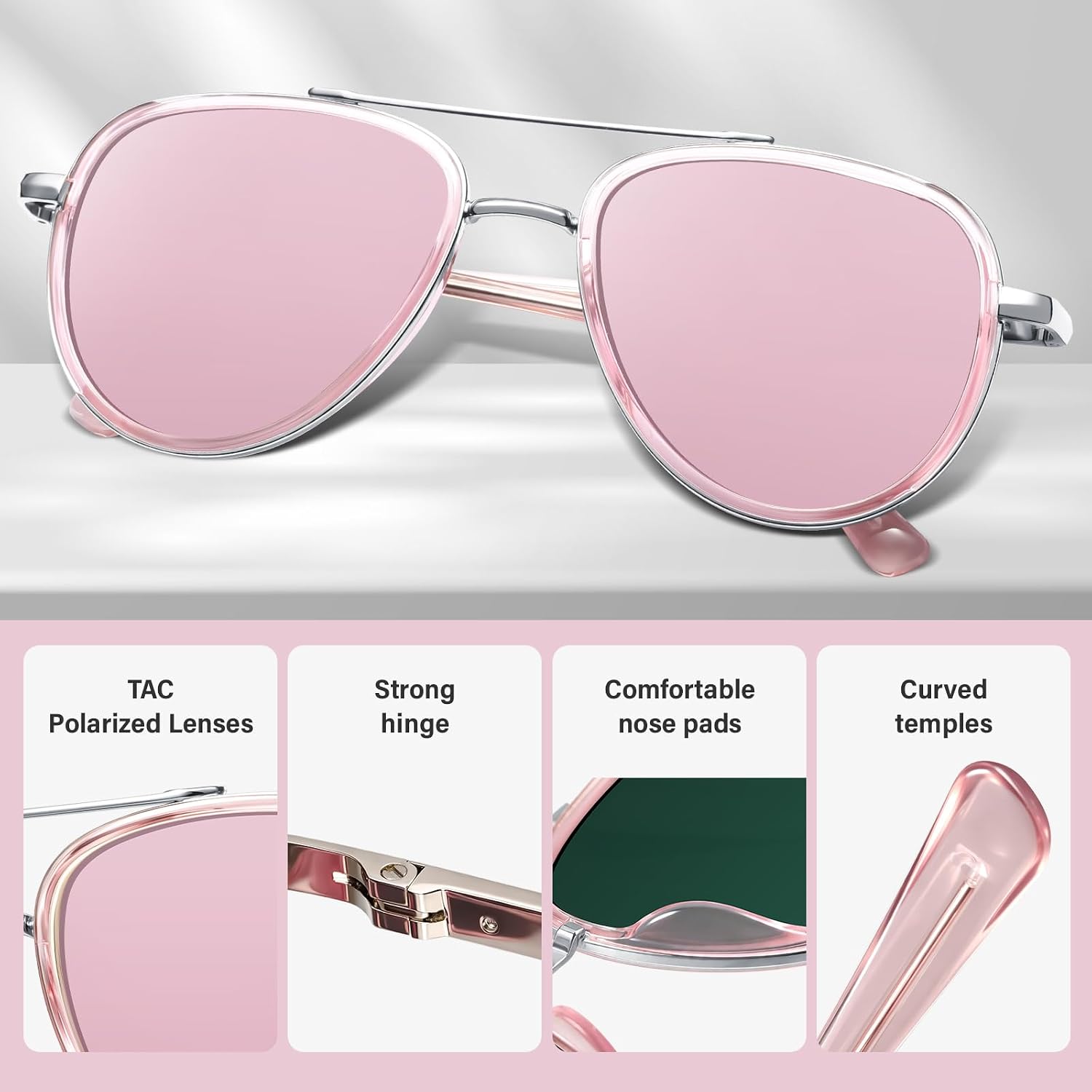Polarized Aviator Sunglasses for Women Men UV Protection Running Outdoors Tangle Free Sun Glasses Vintage Shades image 5