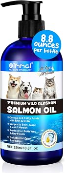 Alaskan Salmon Oil for Dogs & Cats 8.8 oz - Pure Omega 3 Fish Oil with Omega 6 Fatty Acids, EPA & DHA - Anti-inflammation for Dogs Skin and Coat - Natural Pet Joint, Immune, Brian & Heart Supplement