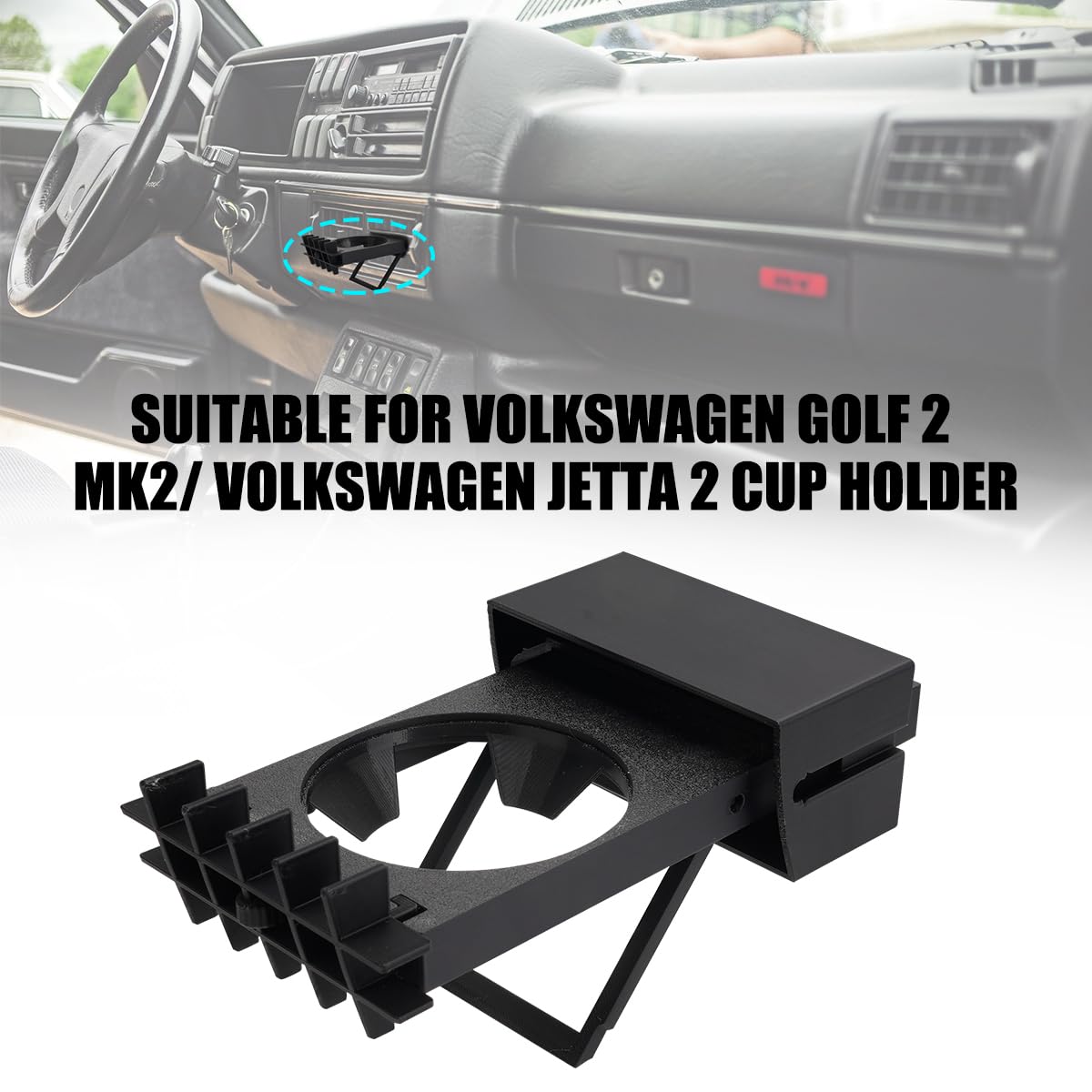 Portabicchieri per VW Golf 2 Mk2/VW Jetta 2, con inserto retrattile per bocchetta dell'aria, per varie lattine di bevande, tazze da caffè