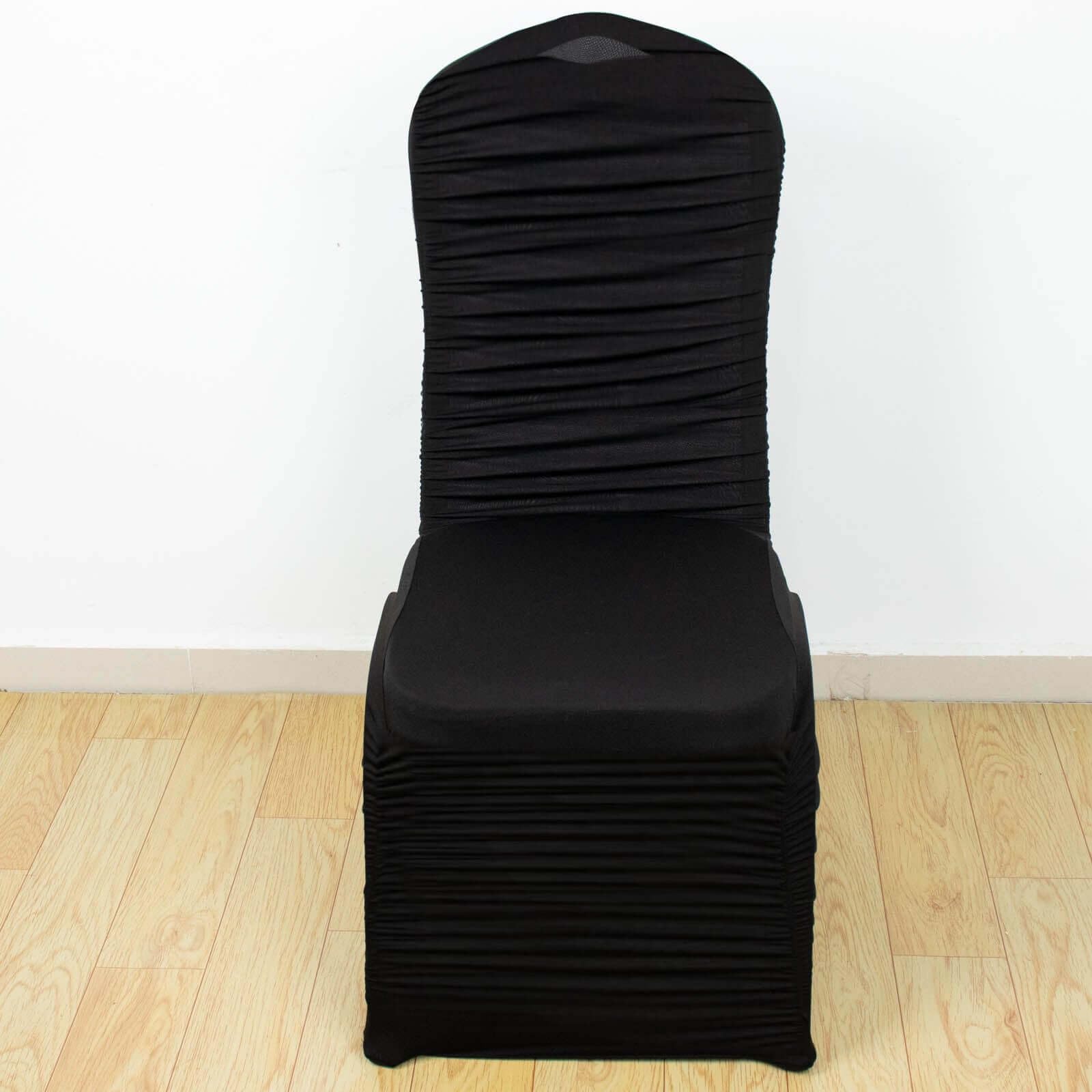 Tableclothsfactory Black Rouge Stretch Spandex Fitted Banquet Chair Cover