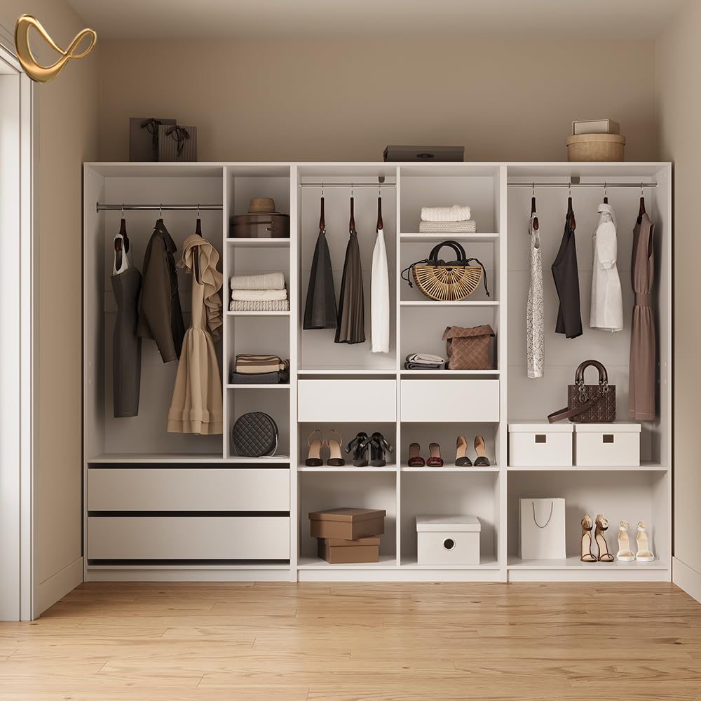 Livinity Armoire à vêtements Trento, Blanc, Lot de 2