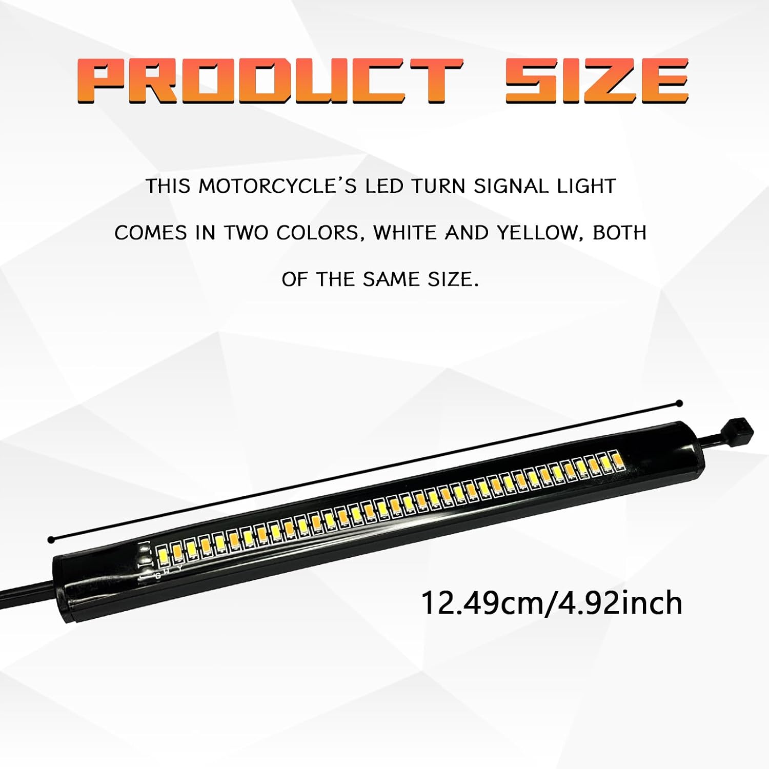 Motorcycle LED Turn Signal Light, 12V Super Bright Switchable Two-Color White and Amber Front and Rear Flashing Indicator Light, Waterproof Adjustable Strip Lamp for Motorcycles