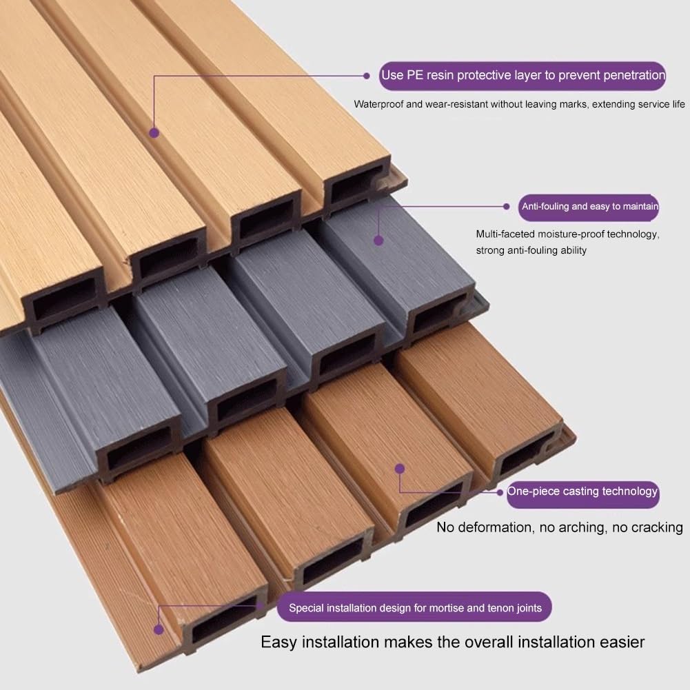 Pannello di recinzione per la privacy, in legno composito e plastica, per giardino e patio, pannello decorativo a doghe, perfetto per terrazze e cortili